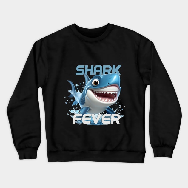 Shark Fever Splash Tee Crewneck Sweatshirt by cusptees